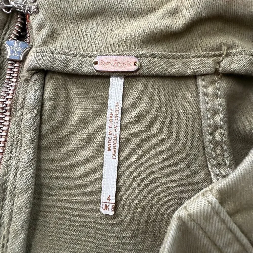 Free People mini skirt stretchy military green boho 4